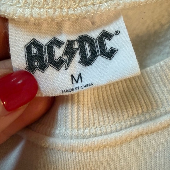 AC/DC oversized cropped  Sweatshirt with Colorful Lightning Bolts - Picture 5 of 5